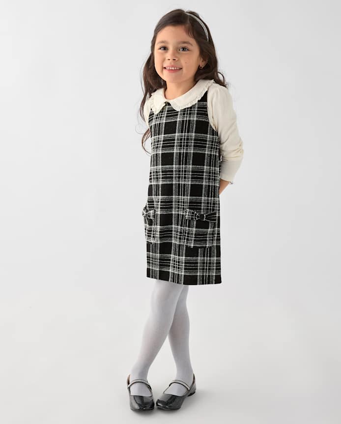Toddler Girls Plaid Jumper 2-Piece Outfit Set