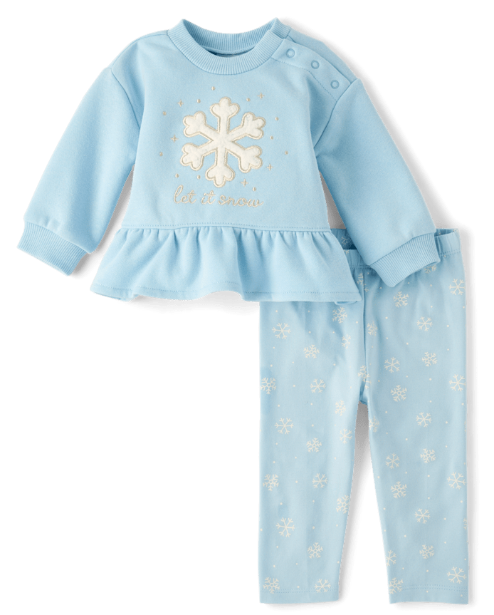 Baby Girls Applique Glitter Snowflake 2-Piece Playwear Set