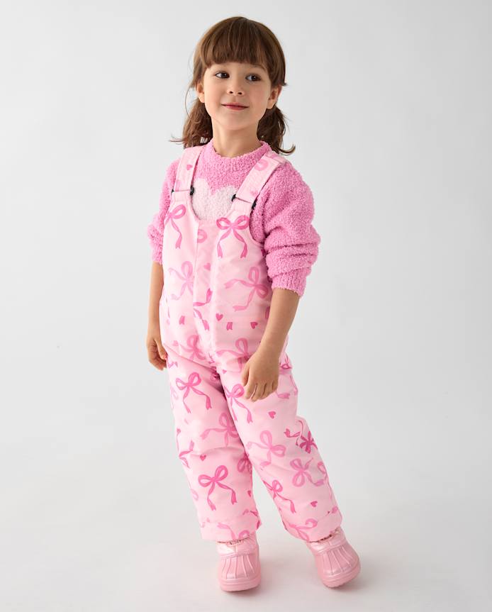 Toddler Girls Bow Snow Bib