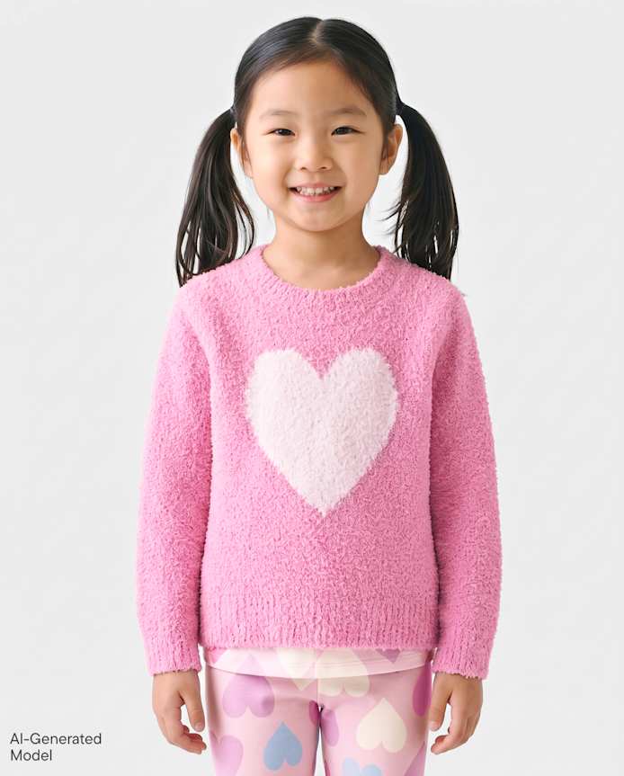 Toddler Girls Graphic Fuzzy Sweater