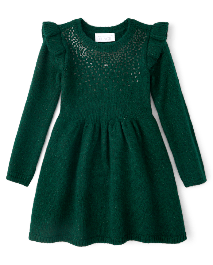 Baby And Toddler Girls Sequin Flutter Sweater Dress