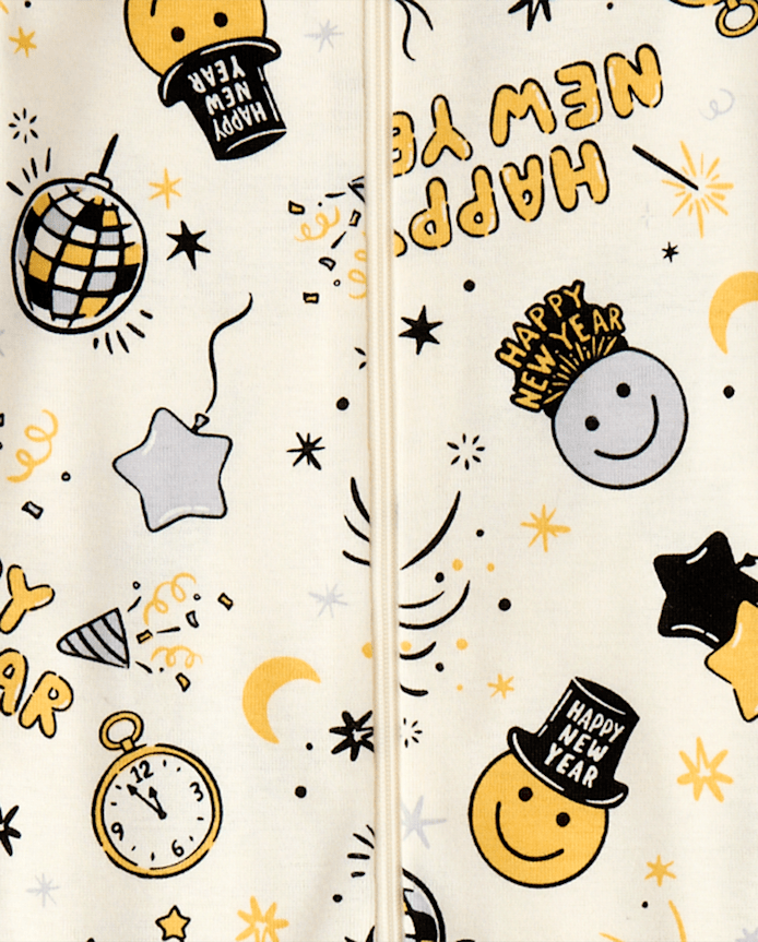 Baby And Toddler New Year's Eve Snug Fit Cotton Footed One Piece Pajamas