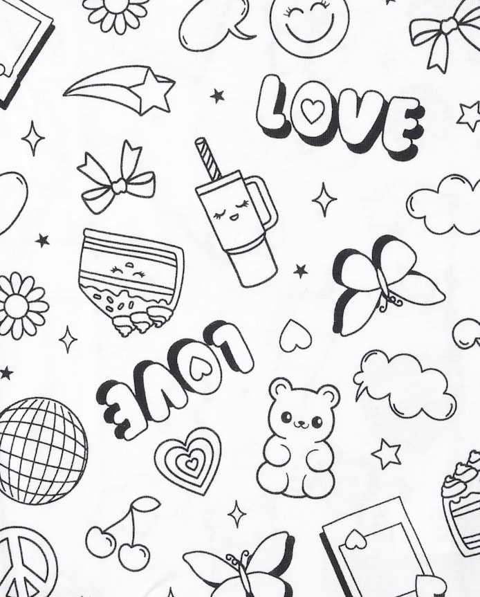 Girls & Toddler DIY Coloring Doodle Snug Fit Cotton Pajamas
