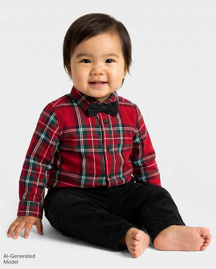 Baby Boys Dad And Me Plaid 2-Piece Outfit Set