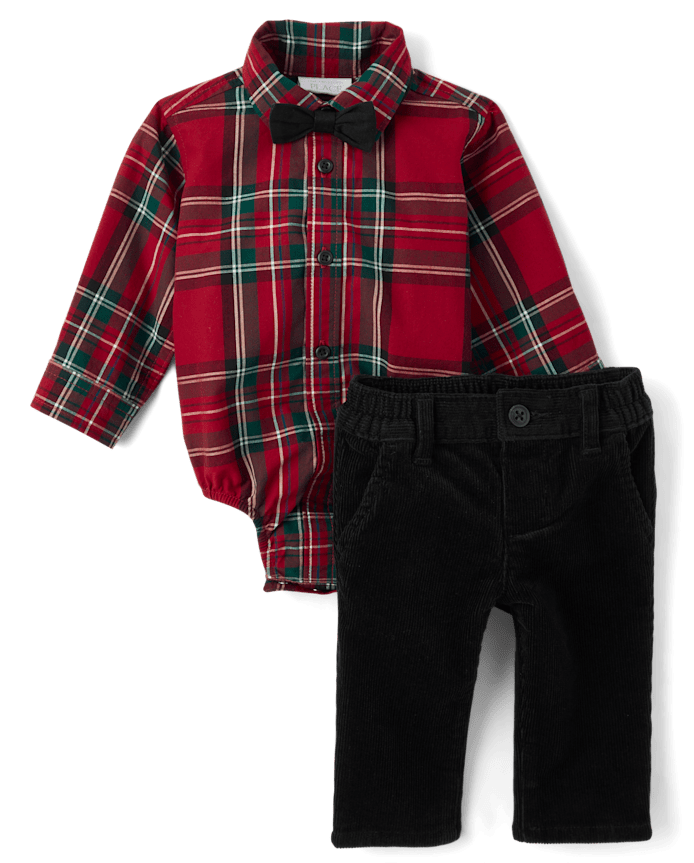 Baby Boys Dad And Me Plaid 2-Piece Outfit Set