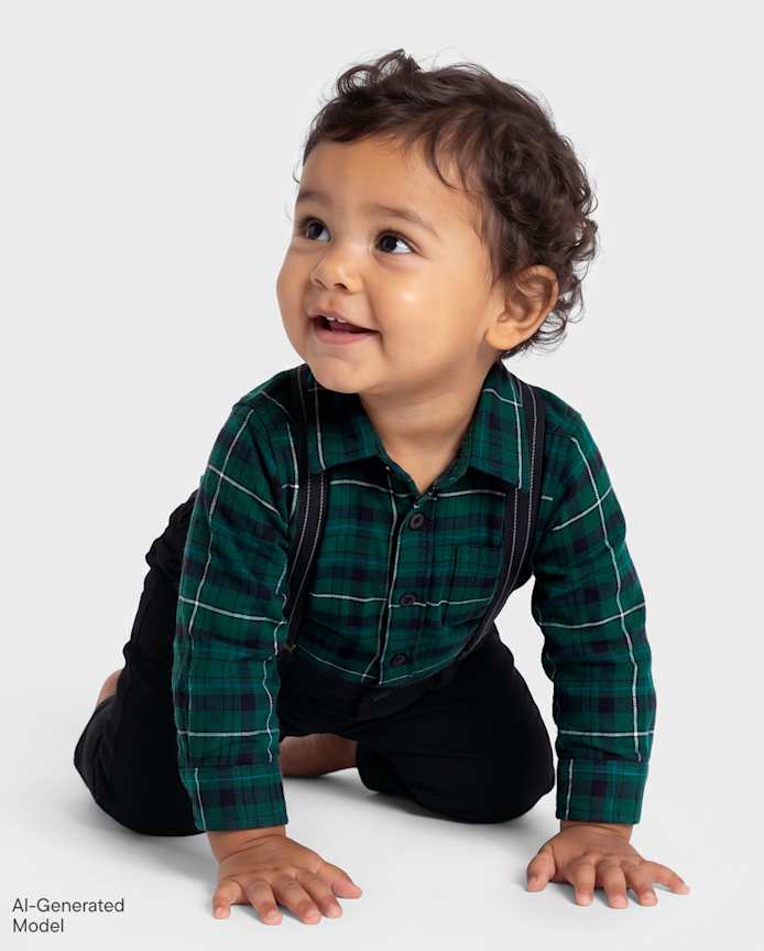 Baby Boys Dad And Me Plaid 2-Piece Outfit Set
