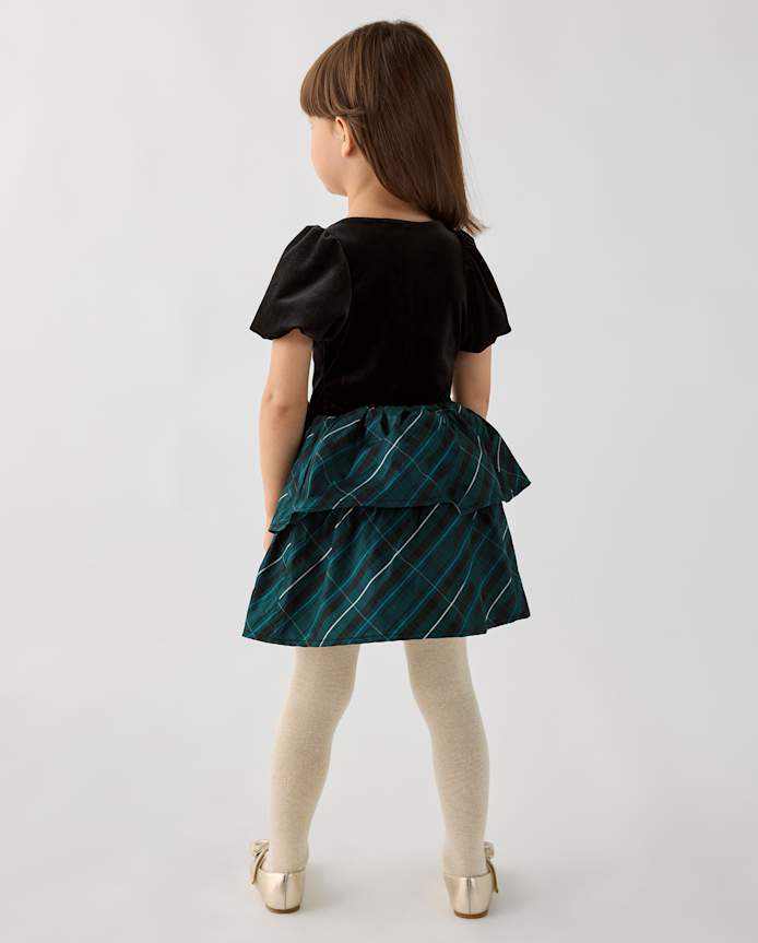 Toddler Girls Plaid Tiered Dress