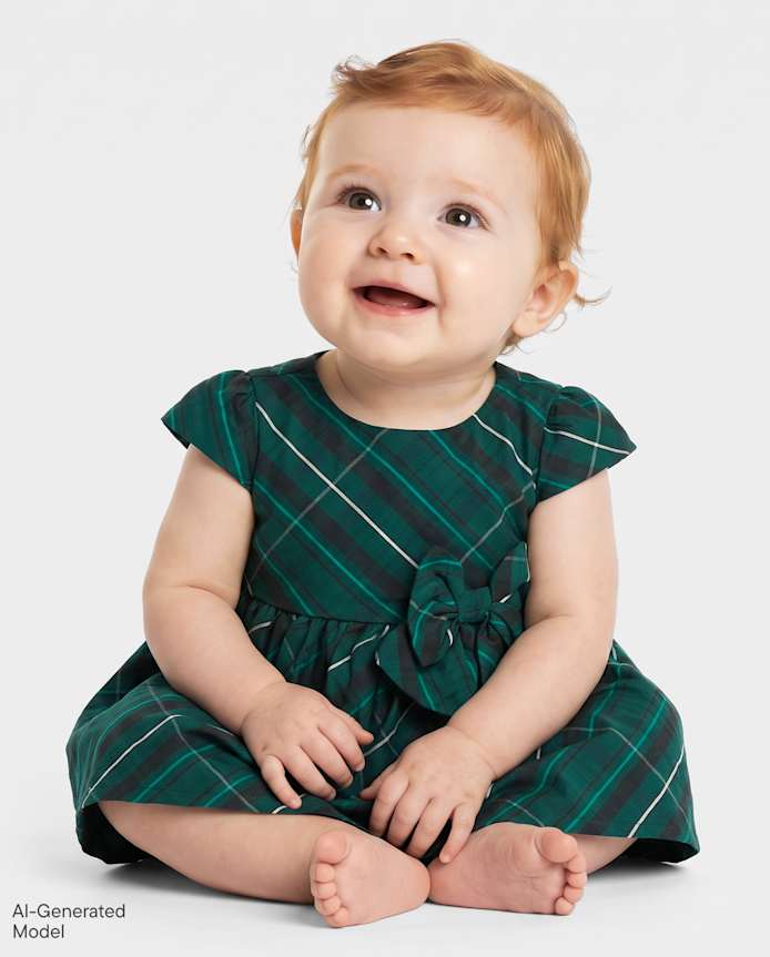 Baby Girls Plaid Bow Fit And Flare Dress