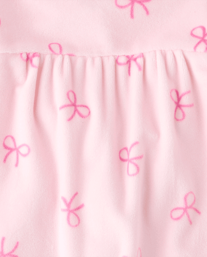 Baby Girls Bow Velour Flutter Romper