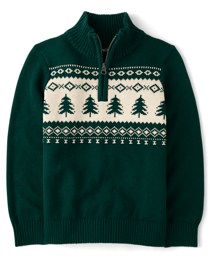 Boys Fairisle Quarter Zip Sweater