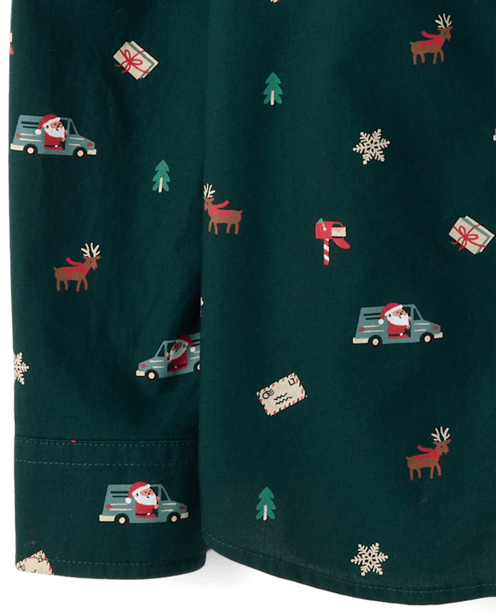 Boys Christmas Poplin Button Up Shirt