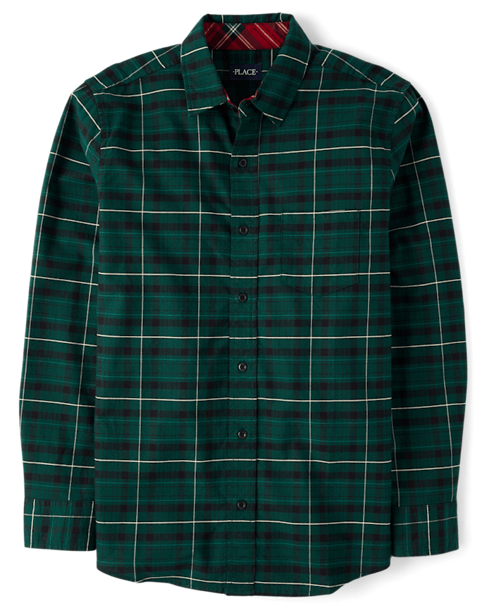 Mens Dad And Me Plaid Oxford Button Up Shirt