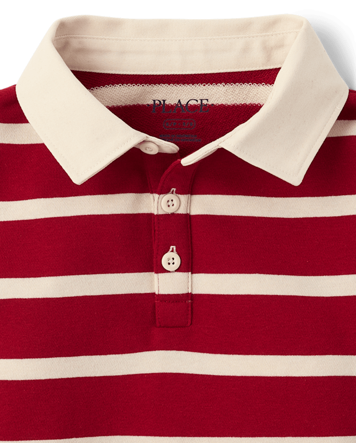 Boys Striped French Terry Rugby Polo