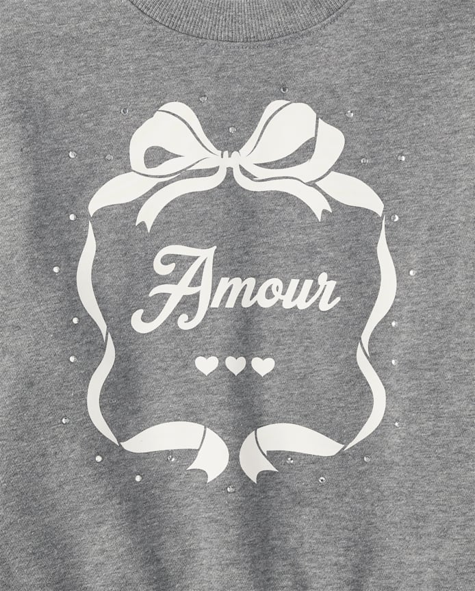 Girls Embellished Bow Premium Fleece Sweatshirt