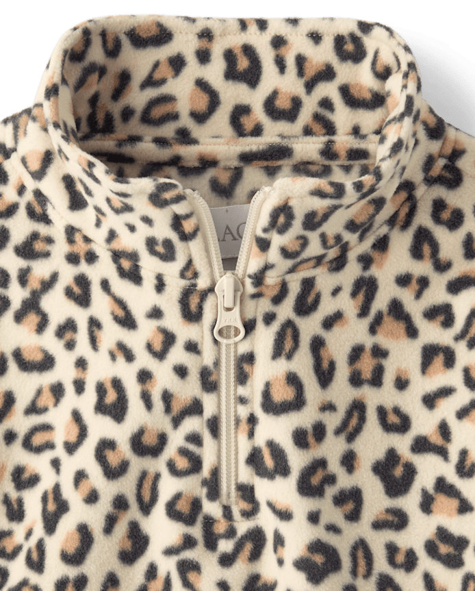 Girls Print Microfleece Half Zip Pullover