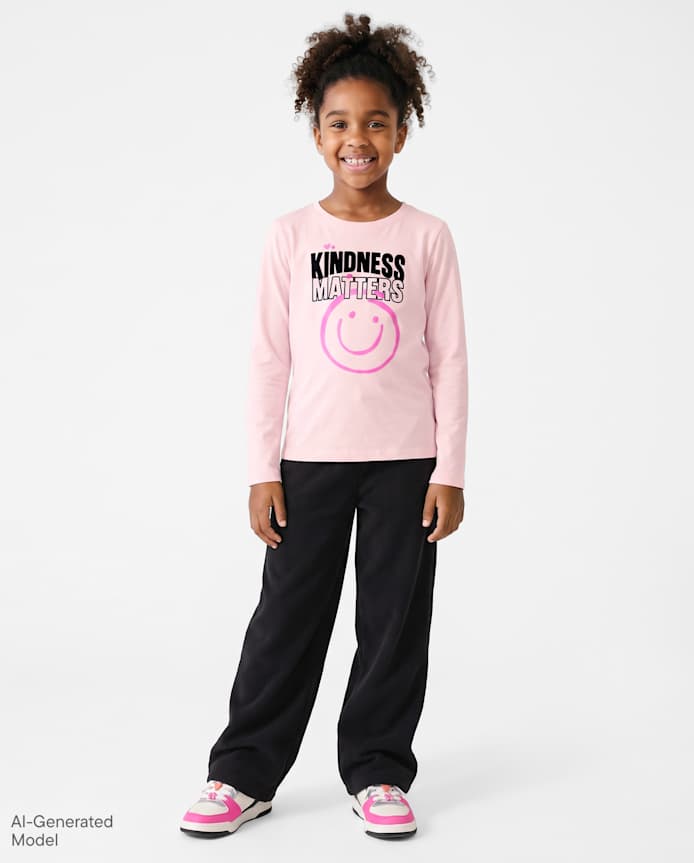 Girls Microfleece Wide Leg Sweatpants