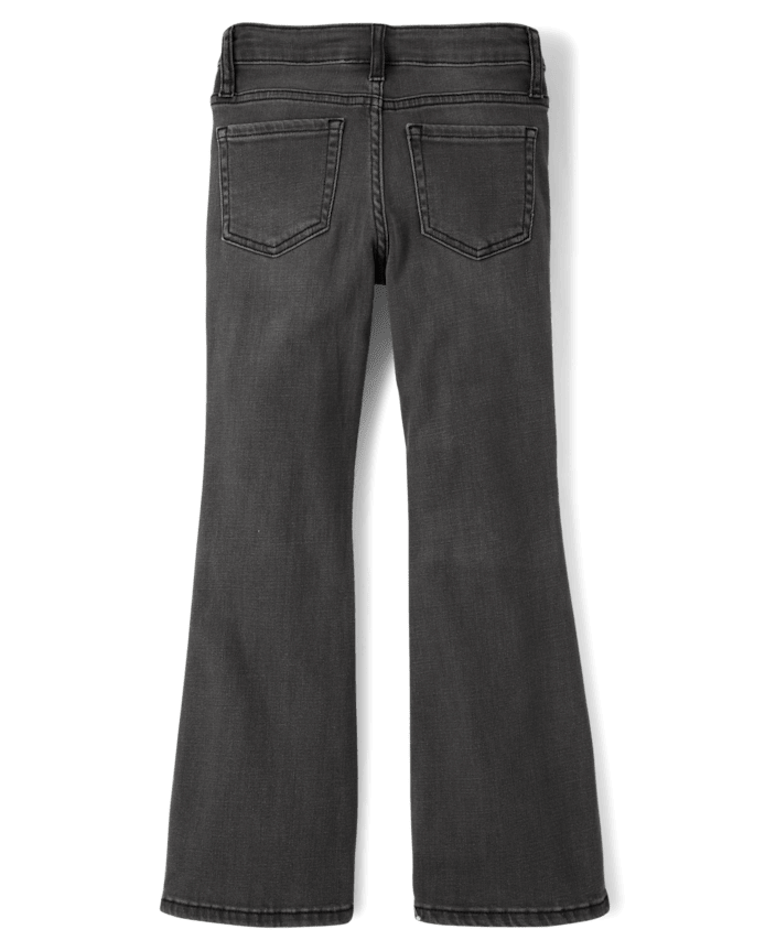 Girls Rhinestone Heart Flare Jeans