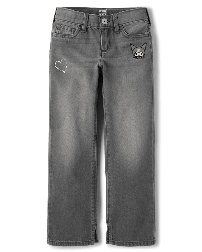 Girls Kuromi™ Rhinestone 90s Straight Jeans