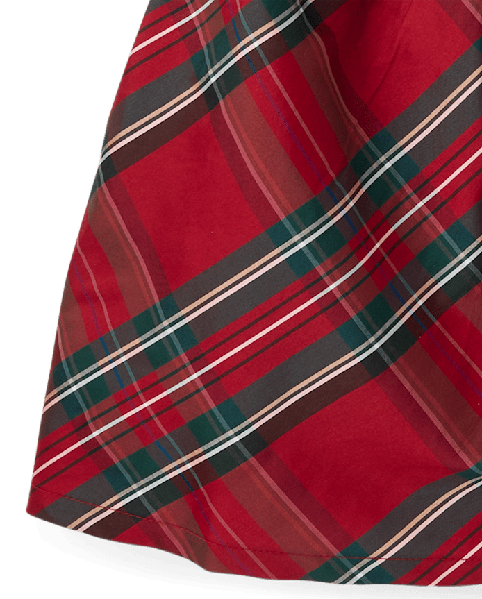 Girls Plaid Oversized Bow Fit And Flare Dress