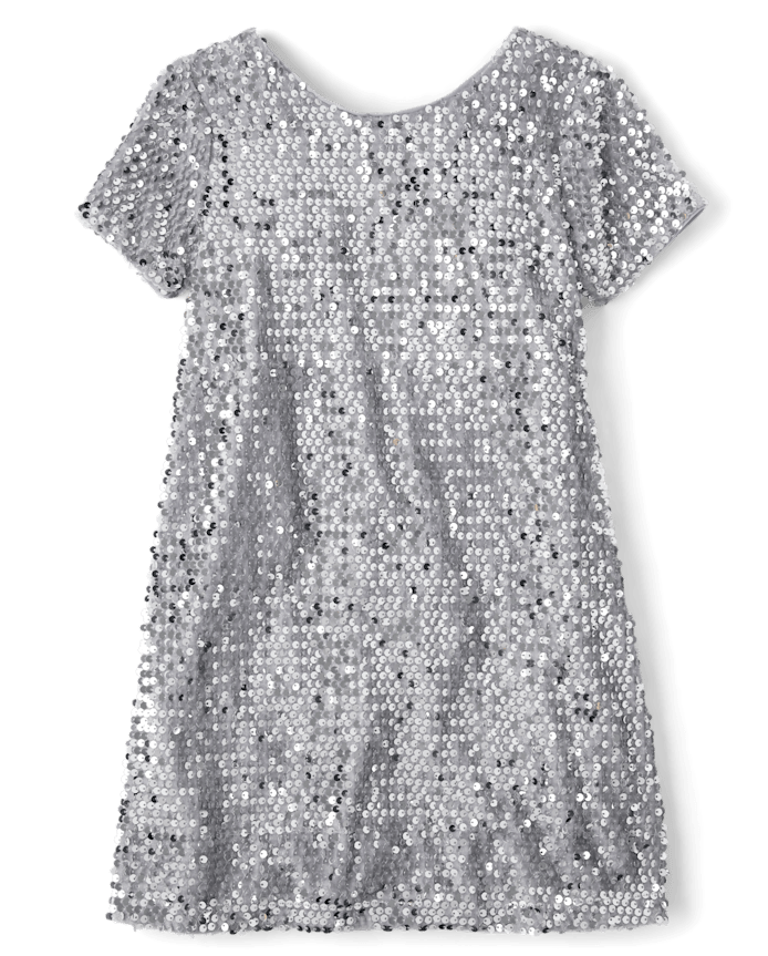 Girls Sequin Bow Shift Dress