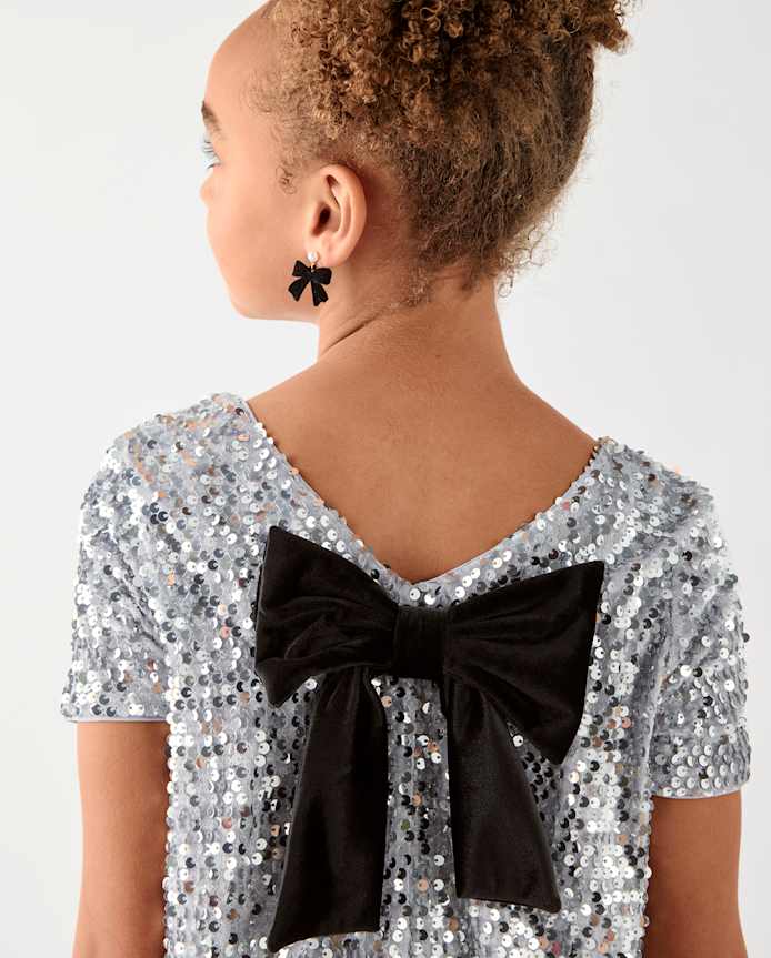 Girls Sequin Bow Shift Dress