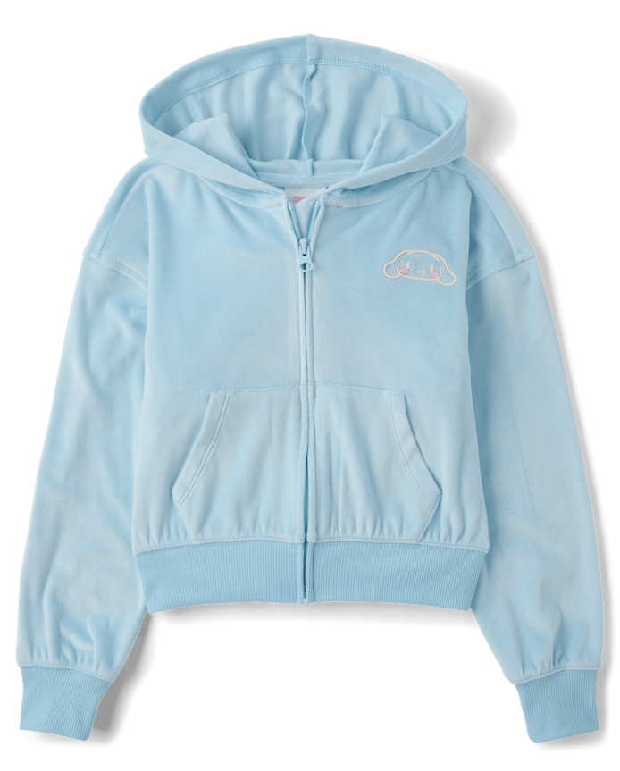 Girls Hello Kitty® Rhinestone Velour Zip Up Hoodie