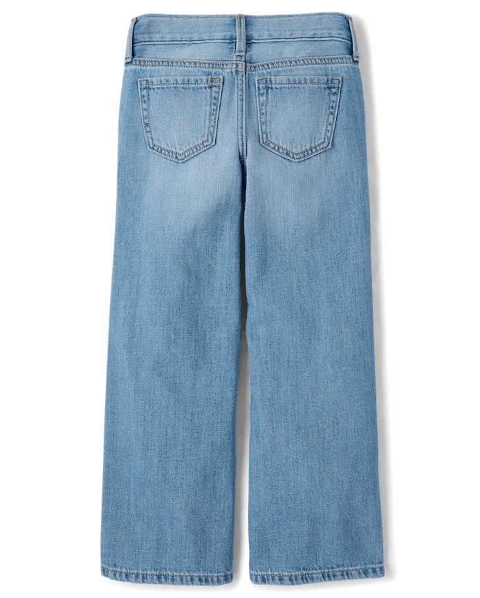 Girls Hello Kitty® And Friends Embroidered Patch Wide Leg Jeans