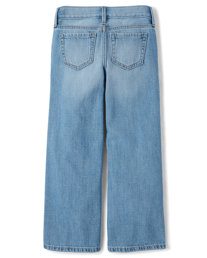 Girls Hello Kitty® And Friends Embroidered Patch Wide Leg Jeans