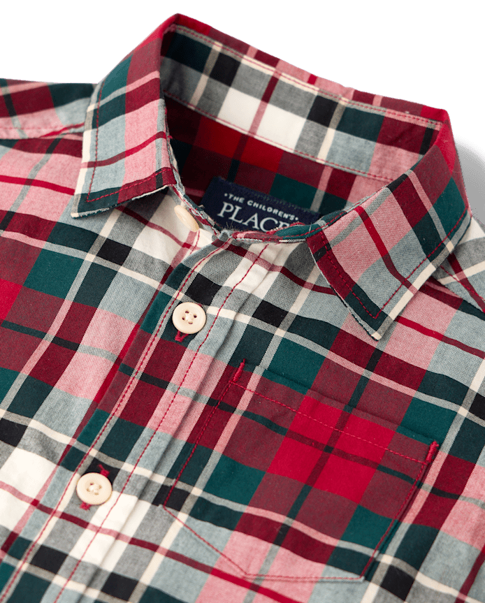 Baby And Toddler Boys Plaid Poplin Button Up Shirt