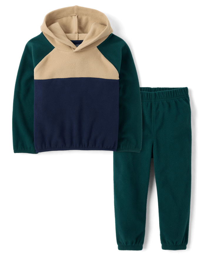 Baby And Toddler Boys Colorblock Microfleece 2-Piece Outfit Set