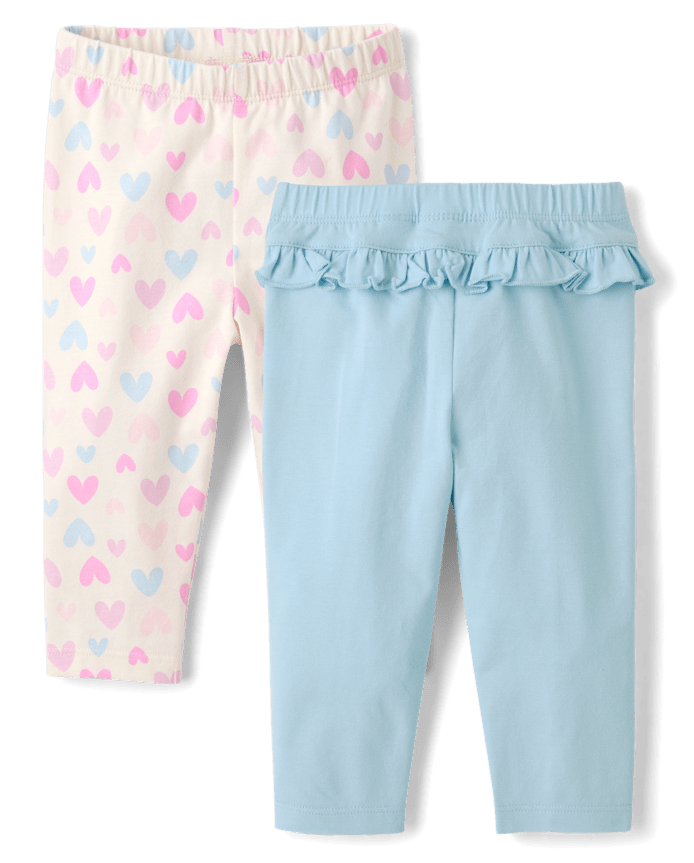 Baby Girls Heart Ruffle Leggings 2-Pack
