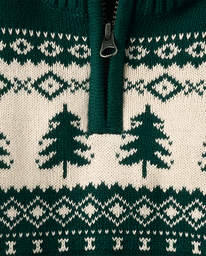 Toddler Boys Christmas Fairisle Quarter Zip Sweater