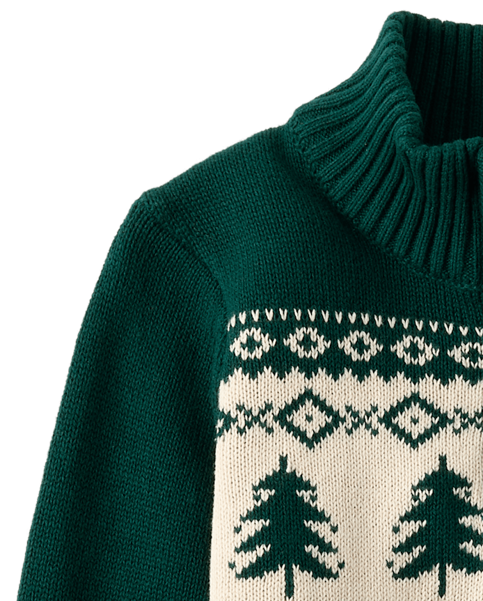 Toddler Boys Christmas Fairisle Quarter Zip Sweater