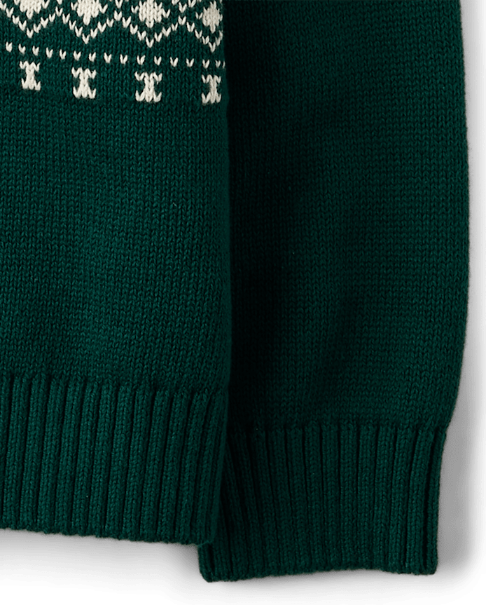 Toddler Boys Christmas Fairisle Quarter Zip Sweater