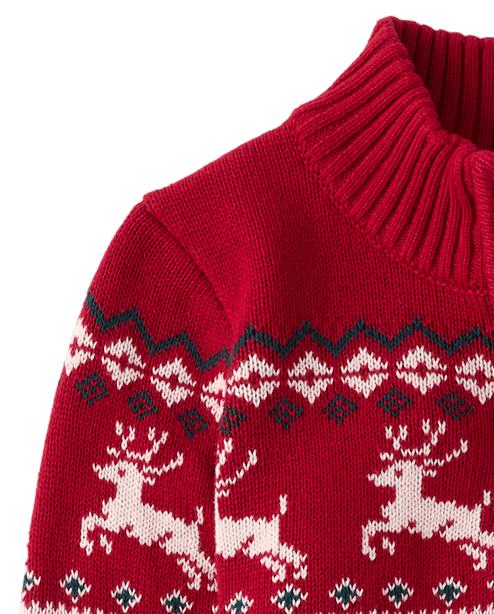 Toddler Boys Christmas Fairisle Quarter Zip Sweater