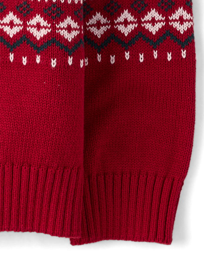 Toddler Boys Christmas Fairisle Quarter Zip Sweater