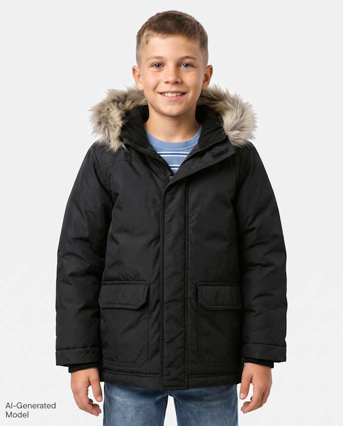 Boys Microfleece Lined Hooded Parka Jacket