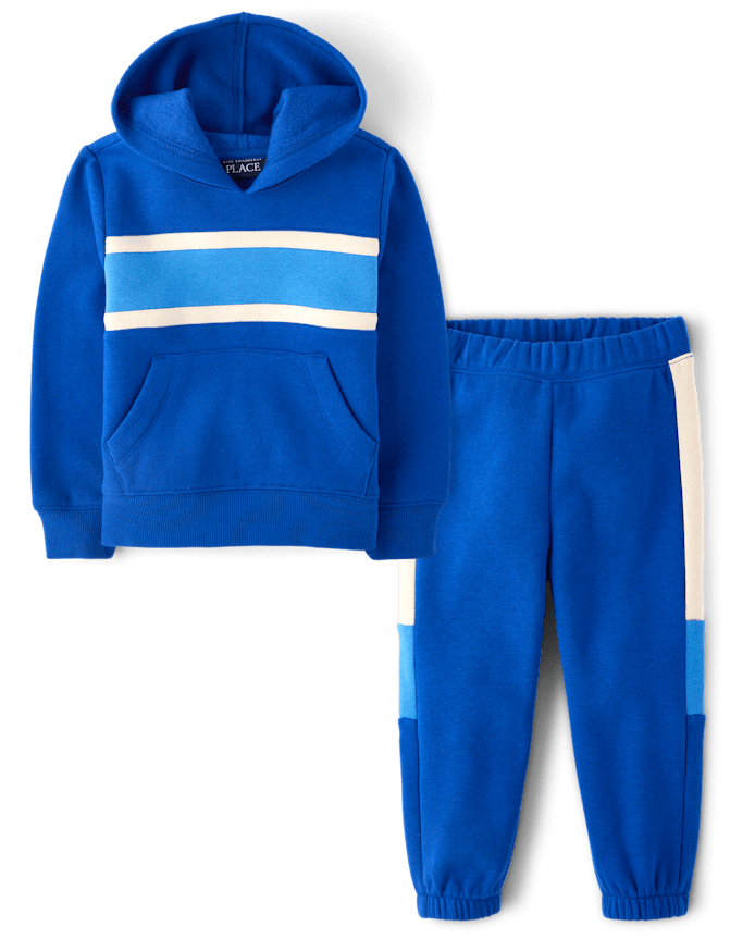 Baby And Toddler Boys Colorblock Premium Fleece 2-Piece Outfit Set
