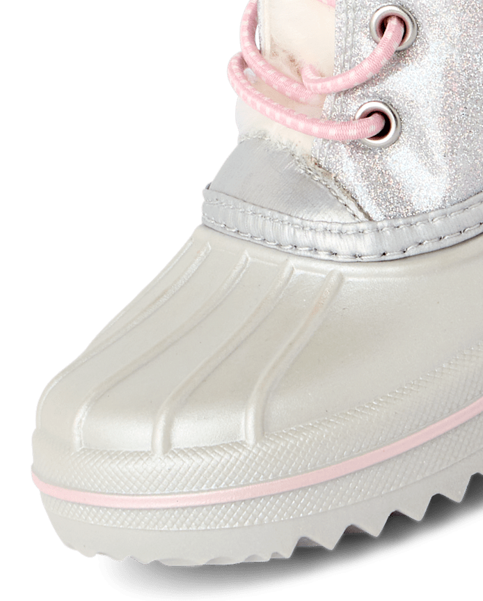 Toddler Girls Glitter Lace Up All Weather Boots
