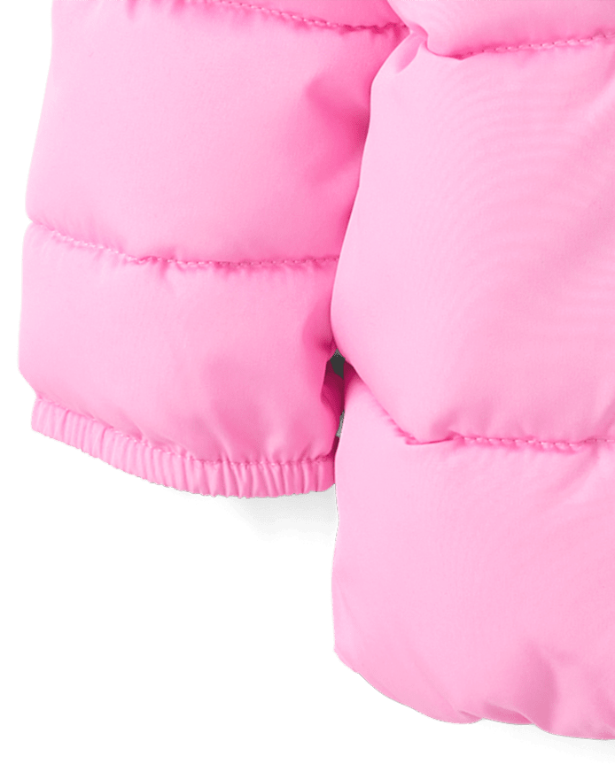 Baby Girls Bear Microfleece Lined Hooded Puffer Jacket