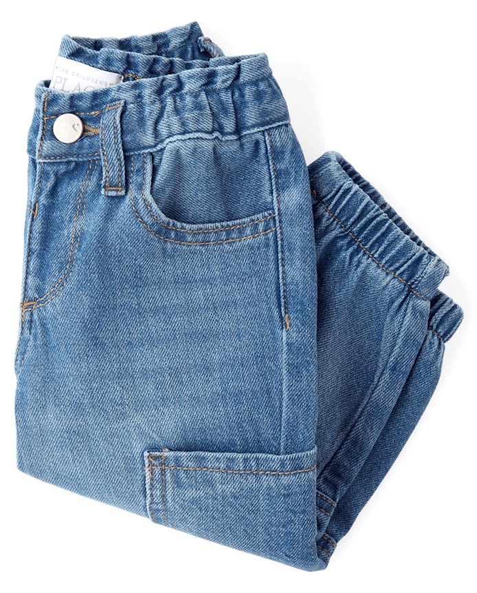 Toddler Girls Paperbag Waist Cargo Jogger Jeans