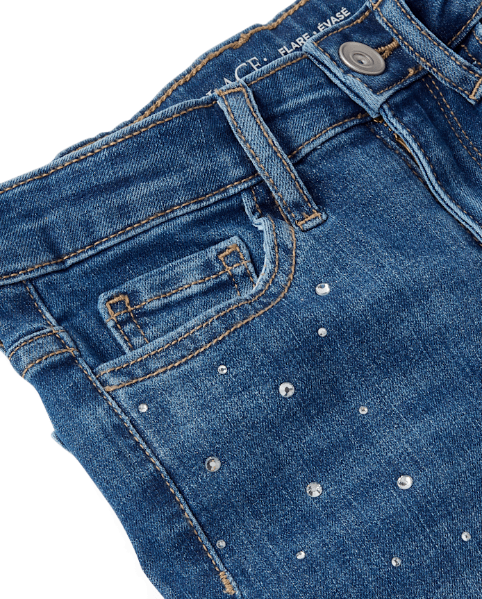 Girls Rhinestone Flare Jeans