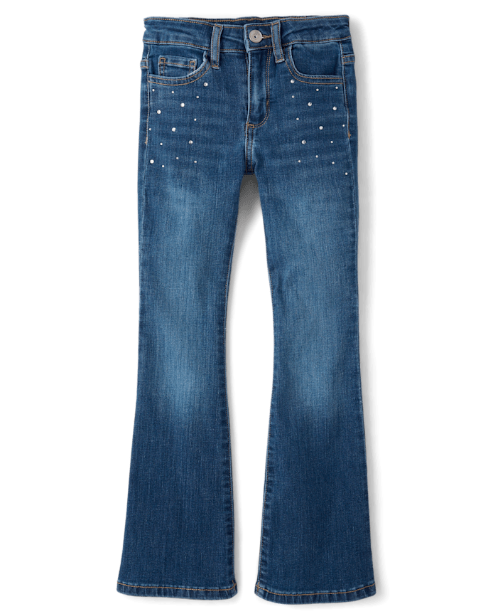 Girls Rhinestone Flare Jeans