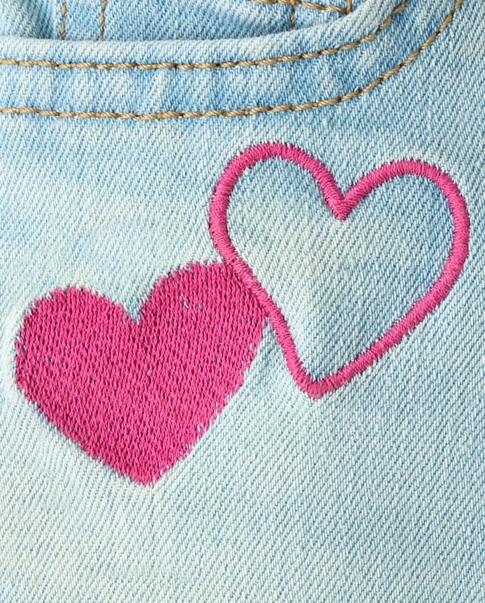 Toddler Girls Embroidered Heart Flare Jeans