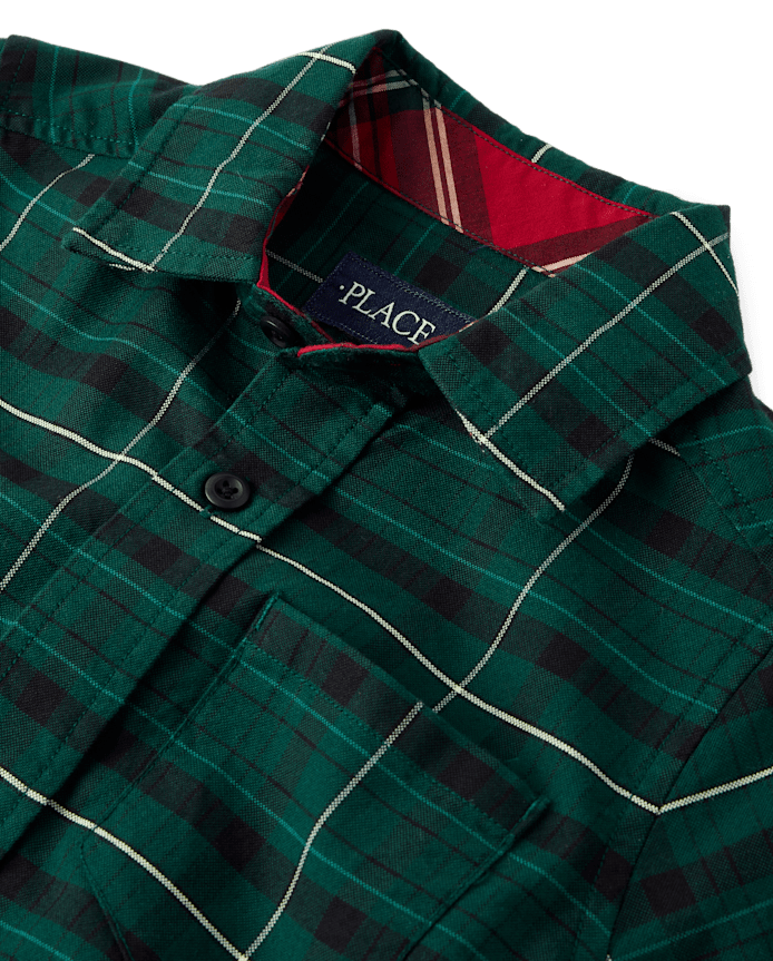 Boys Dad And Me Plaid Oxford Button Up Shirt