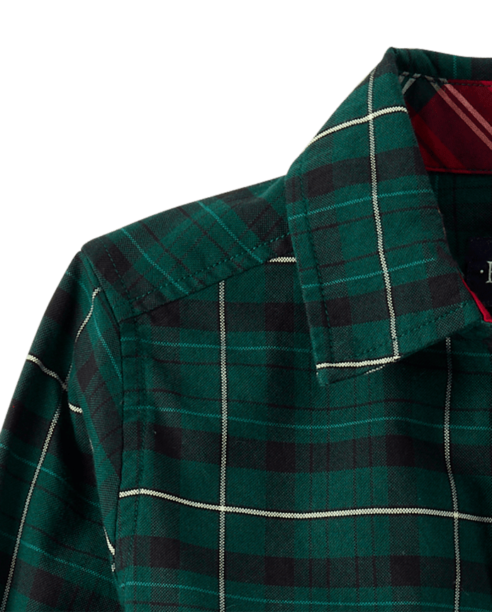 Boys Dad And Me Plaid Oxford Button Up Shirt