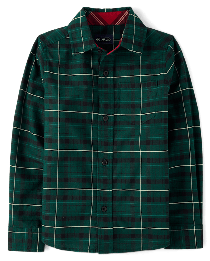 Boys Dad And Me Plaid Oxford Button Up Shirt