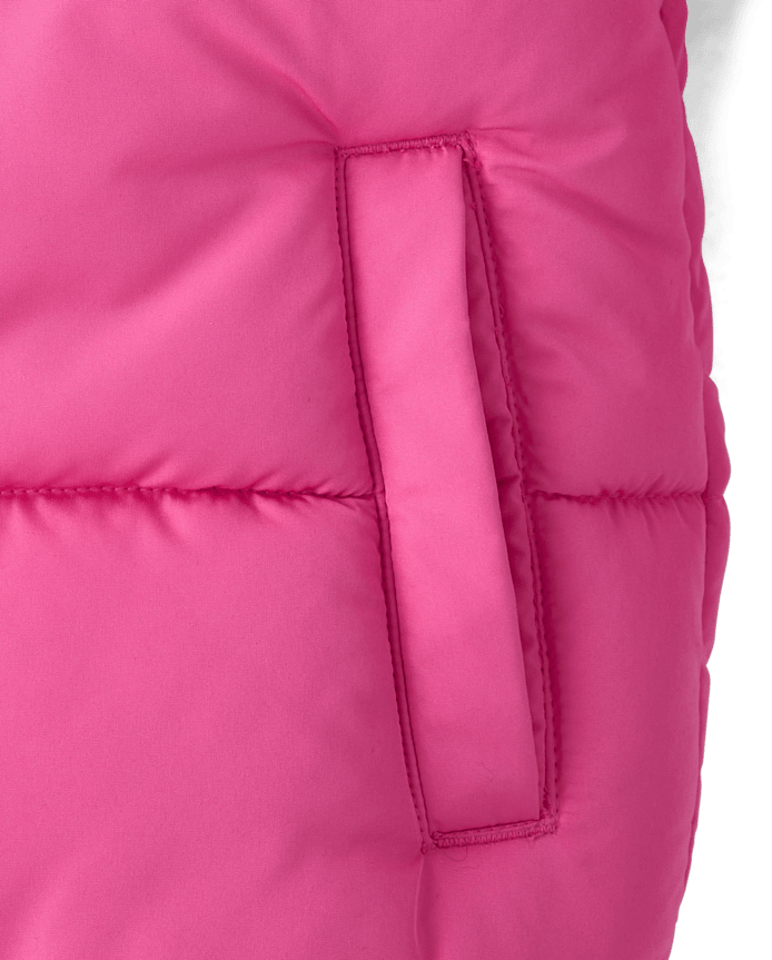 Girls Hello Kitty® Applique Microfleece Lined Hooded Puffer Jacket