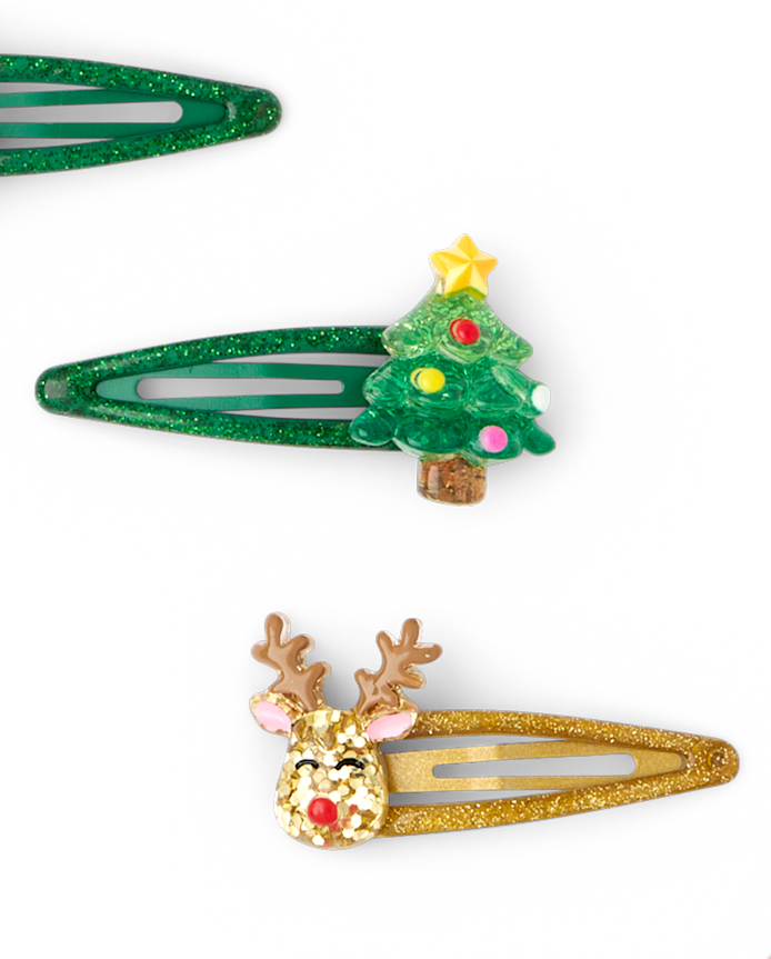 Toddler Girls Glitter Holiday Hair Clip 8-Pack