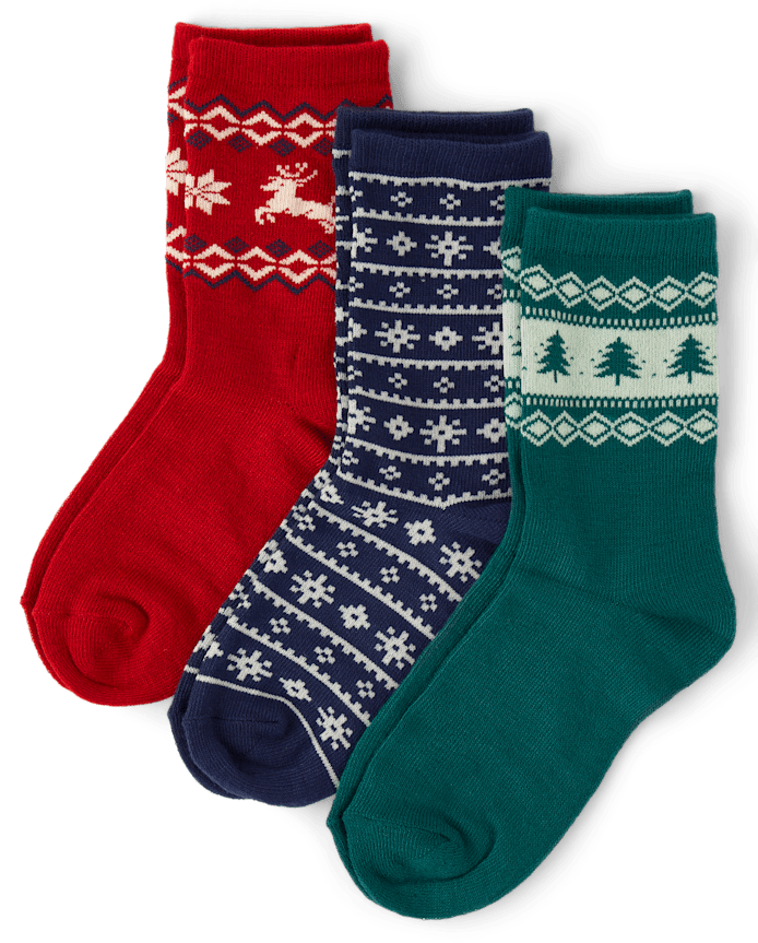Boys Holiday Crew Socks 3-Pack